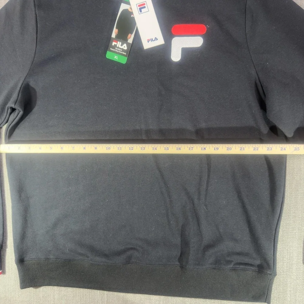 FILA Sweatshirt Mens XL Black Jersey Crewneck Pullover Logo Athletic Top